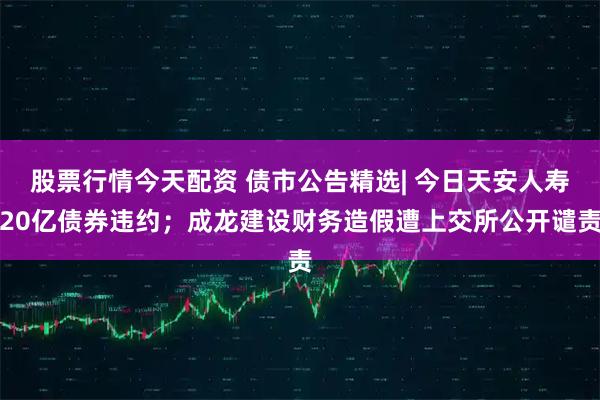 股票行情今天配资 债市公告精选| 今日天安人寿20亿债券违约；成龙建设财务造假遭上交所公开谴责